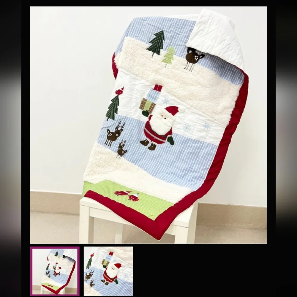 New baby Christmas Santa Embroidery Cotton Crib Quilt nursery room